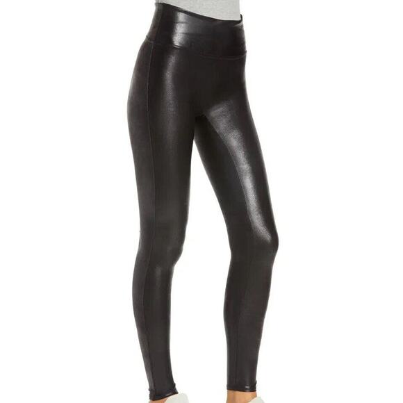 Spanx Faux Leather Leggings Black 2437Q Women's Size Small Excellent Condition - Picture 1 of 10